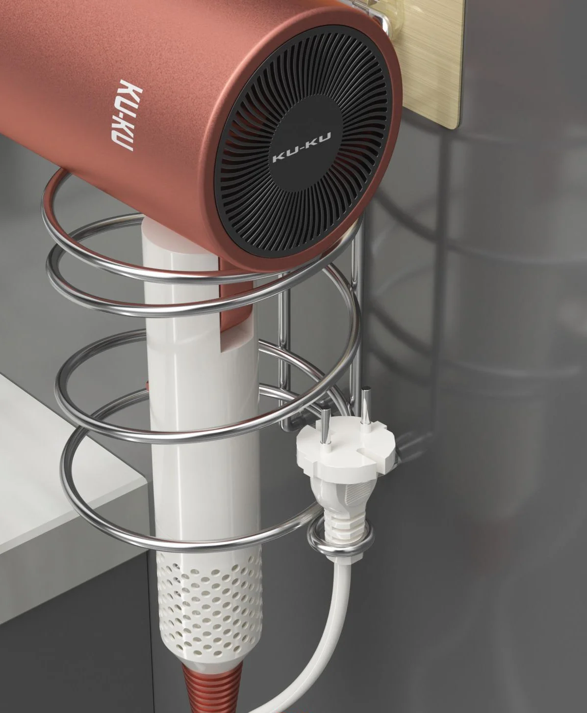 Professional Spiral Hairdryer Holders Wall Mounted Hair Salon Hood Dryer Holder