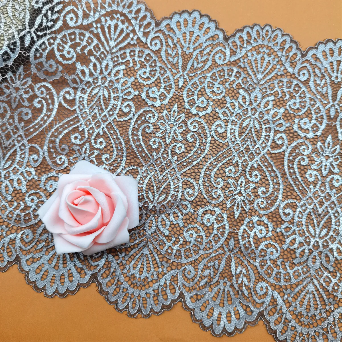 Luxury Pressed Lace Elastic Lace Trim, Nylon Spandex Lace Fabric for Women