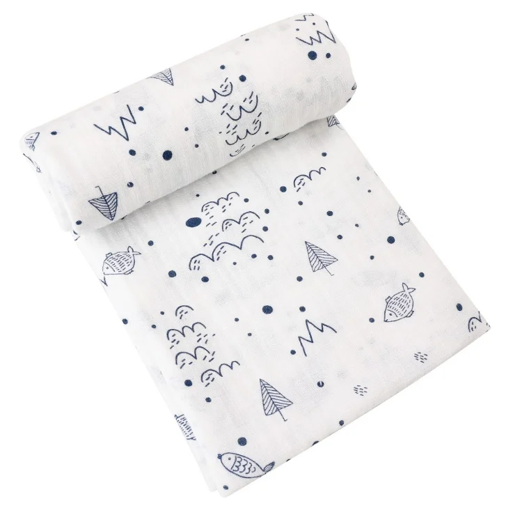 
Wholesale custom high quality Newborn baby sleep organic cotton muslin swaddle blanket 