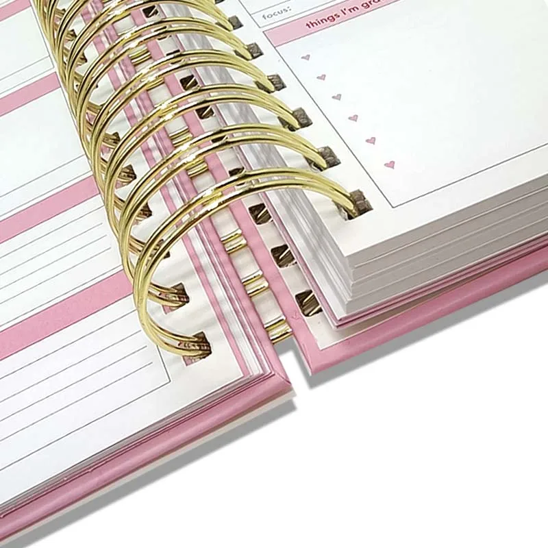 Free sample Custom A4 A5 Printing Rose Gold Foil Spiral Organizer Hardcover Journal Diary Notebook Planner