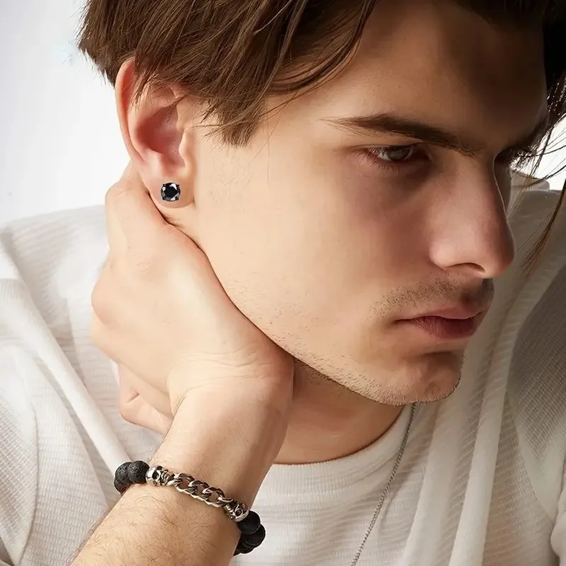 15 Pairs Magnetic Stud Earrings Set for Men Women Magnet Stainless Steel Black Cz Non Piercing Dangle Hoop Earrings