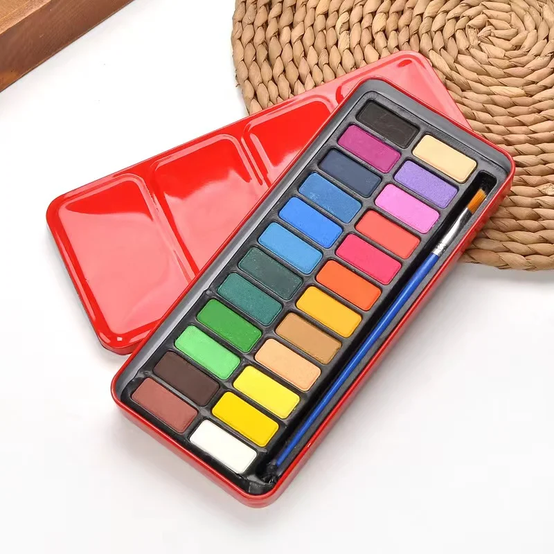 Solid 12-36 Colors Watercolor Painting Water Color Set Free Carrying Case Tin Box
