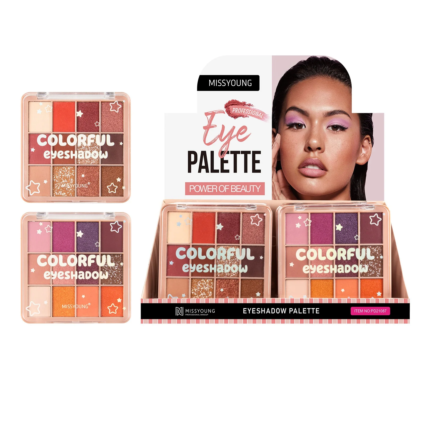 Factory directly custom 12 colors eyeshadow palette pigmented red pink makeup