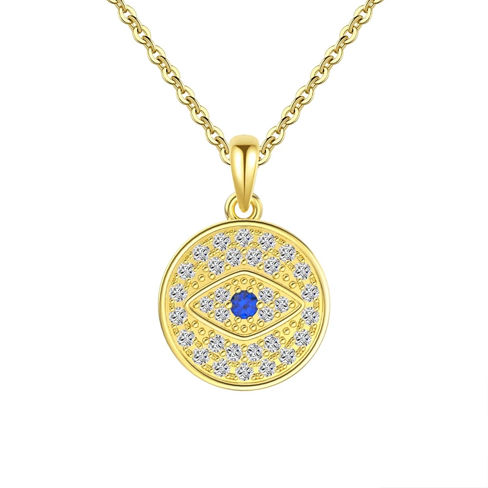 SN344 RINNTIN Custom Evil Design Eye Necklace Gold Necklace Trendy wholesale China Turkish Jewelry  925 Sterling Silver Necklace