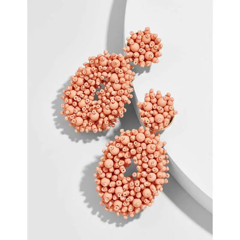 New Bohemia Jewelry  Women 2019  Colorful Green Beaded Earrings Luxury Beads Tassel Boho Earrings