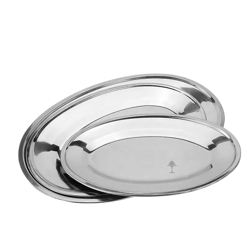 Factory direct customizable stainless steel oval serving tray