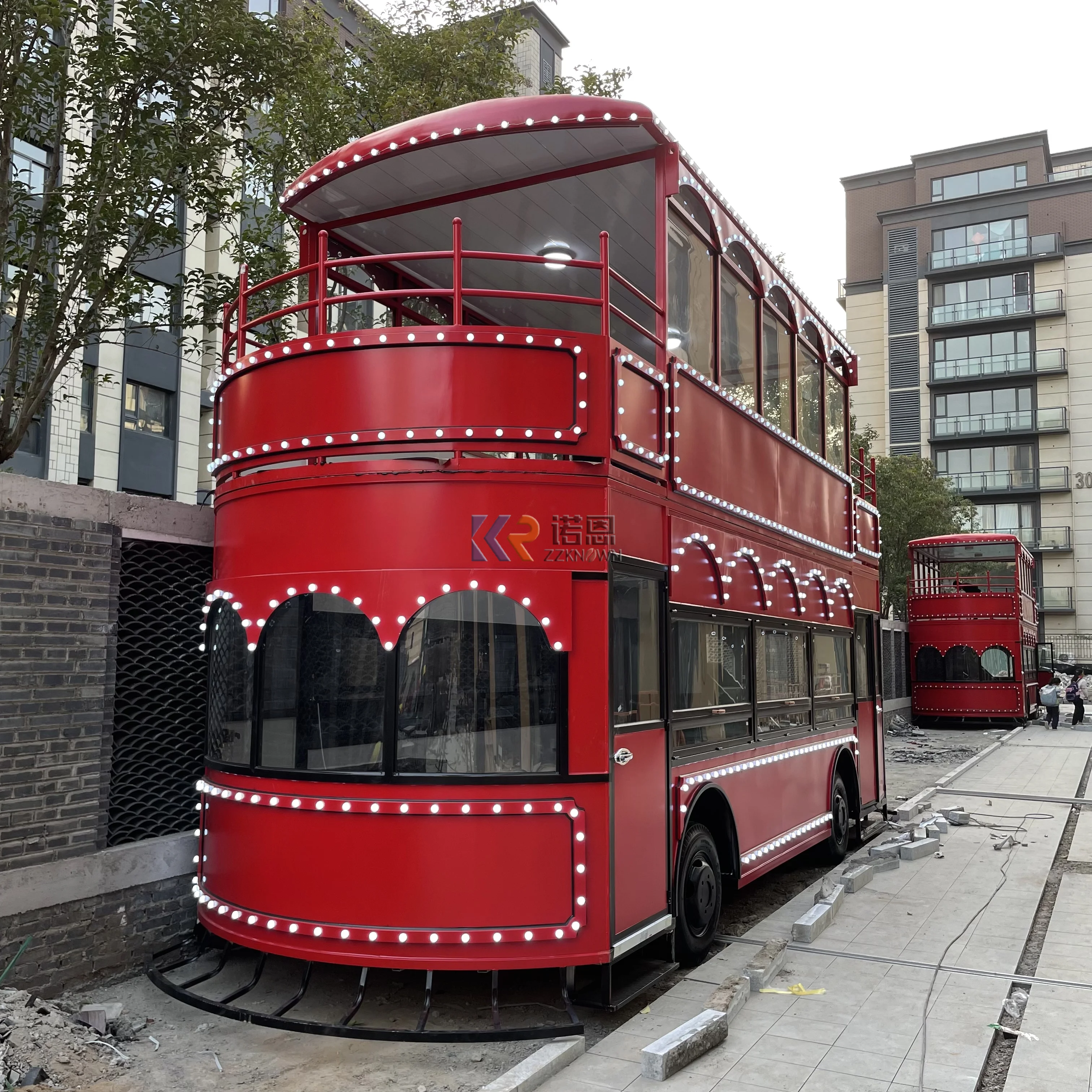 Commercial Street Food Cart Food Truck Full Equipped British Double-Decker Bus for sale