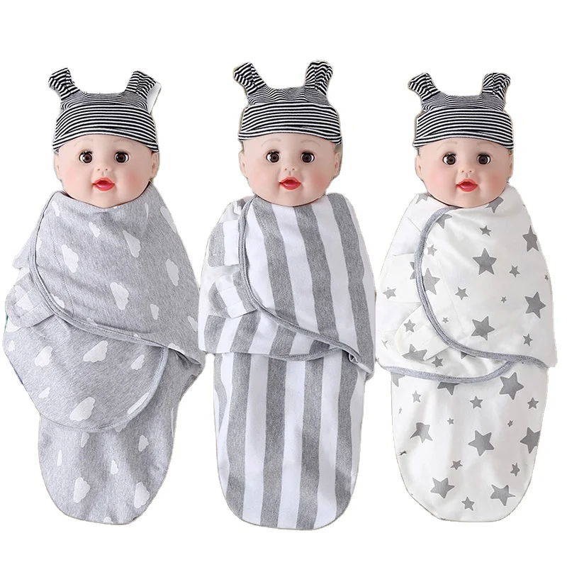 Modern baby envelope wrap towel newborn baby comfortable warm soft anti-kick newborn striped cartoon sleeping bag