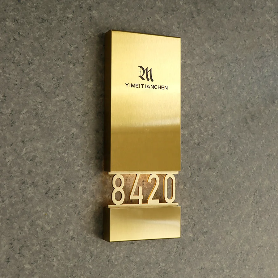 EZD custom Stainless Steel hotel door number Acrylic Hotel Room Number door plate Apartment hotel door number sign led