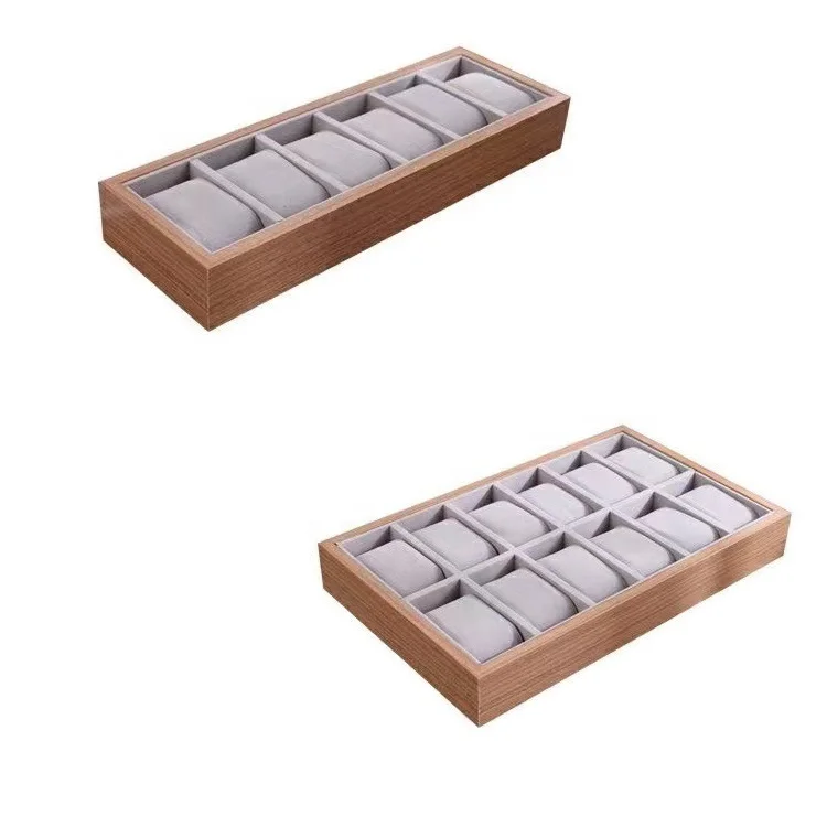 Hot Sale 12 Grids Watches Tray Camel Wooden Display Watch Box For Men