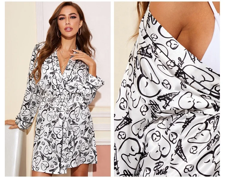 wholesale Short Satin Kimono Robe for Bride & Bridesmaid floral Sleepwear for women summer Silky night dress wear