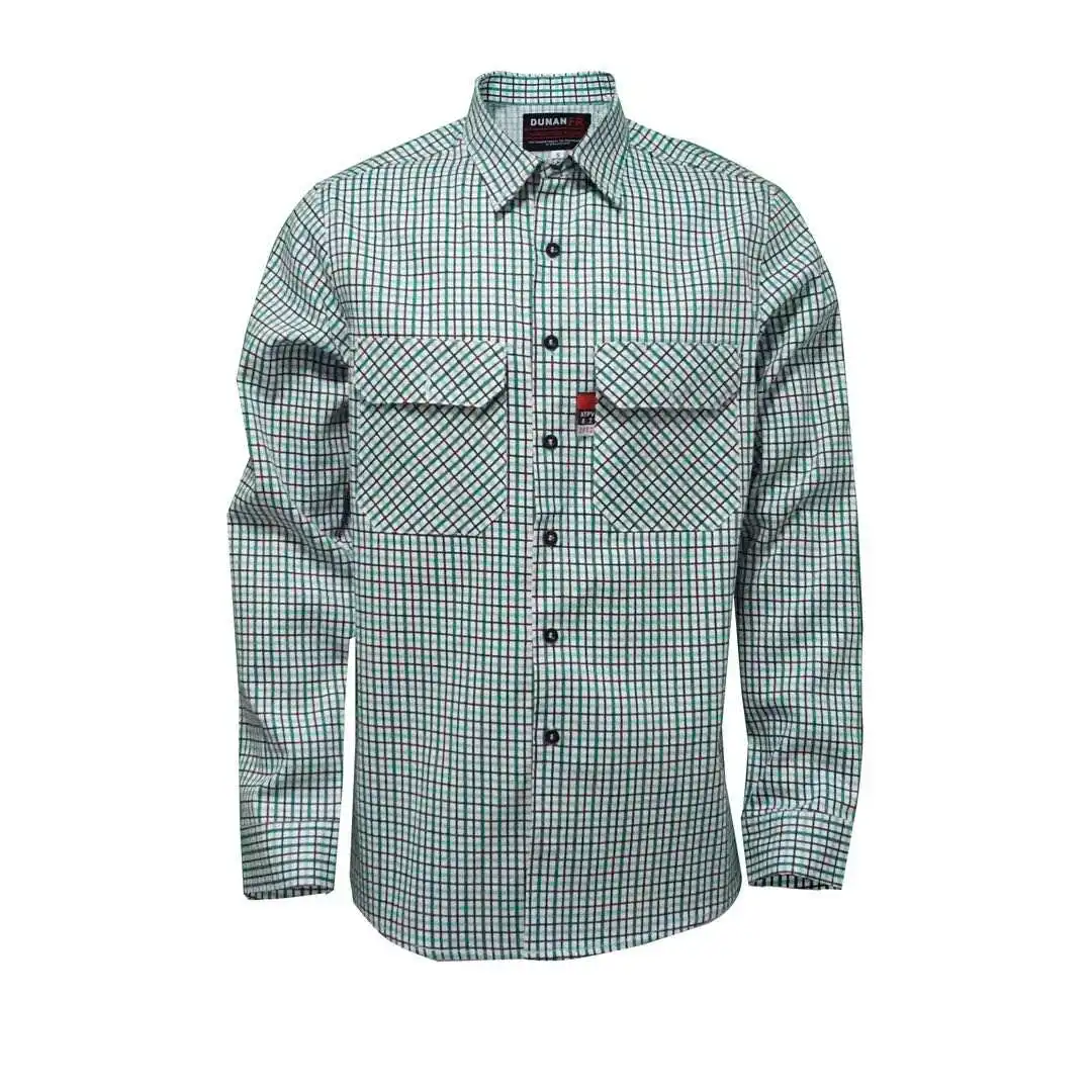Fire Retardant Lightweight Long Sleeve Plaid Men Work Shirts Fr Flame Resistant Welding Shirts