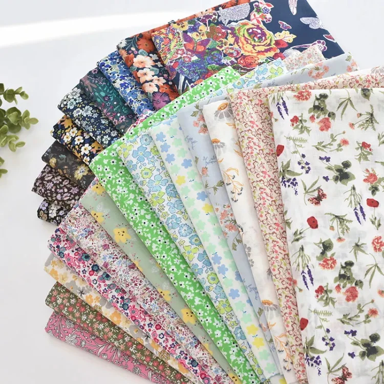 Пользовательский винтажный дизайн с цифровым принтом Цветочная полиэфирная хлопчатобумажная ткань поплин тканая для