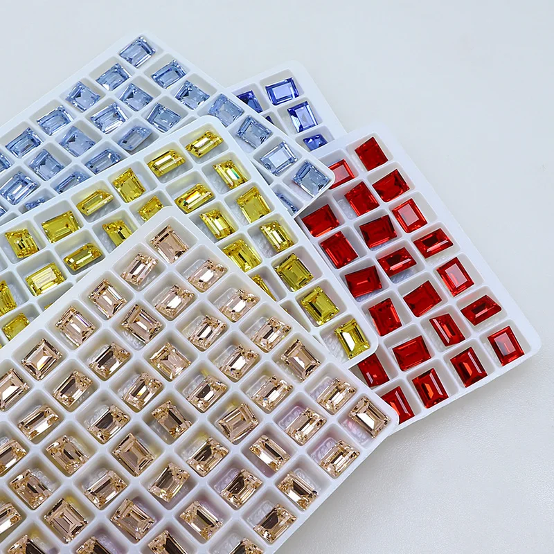 6*8mm Nail Diamond Crystal Rhinestones High Quality K9 Rectangular Square Sugar Tip Bottom Diamond Nails Decorated French Stones