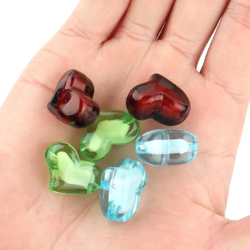 100 Pcs Colorful Acrylic Heart Shape Charming Beads Clear Star Crystal Beads for Jewelry Making and Bracelets