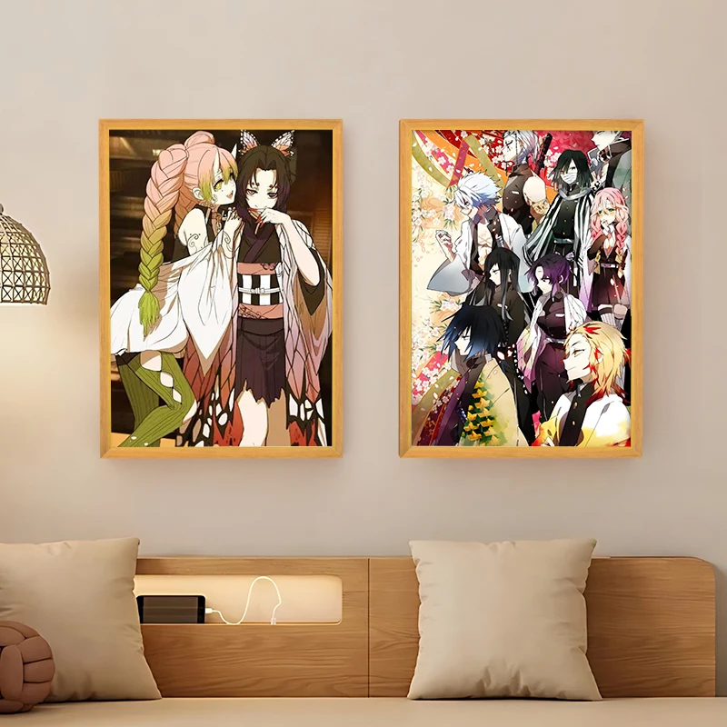 Anime Demon Slayer: Ganlu Temple Honey Glass Home Decoration Manga Painting Design Lighting Photo Frame Christmas Gift