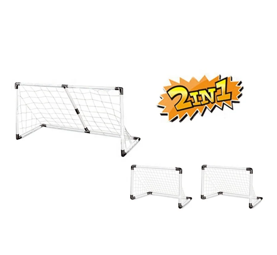 2-in-1 Dual Use Training PVC Soccer Goal Net Set - Two Small or One Large Training Soccer Goal