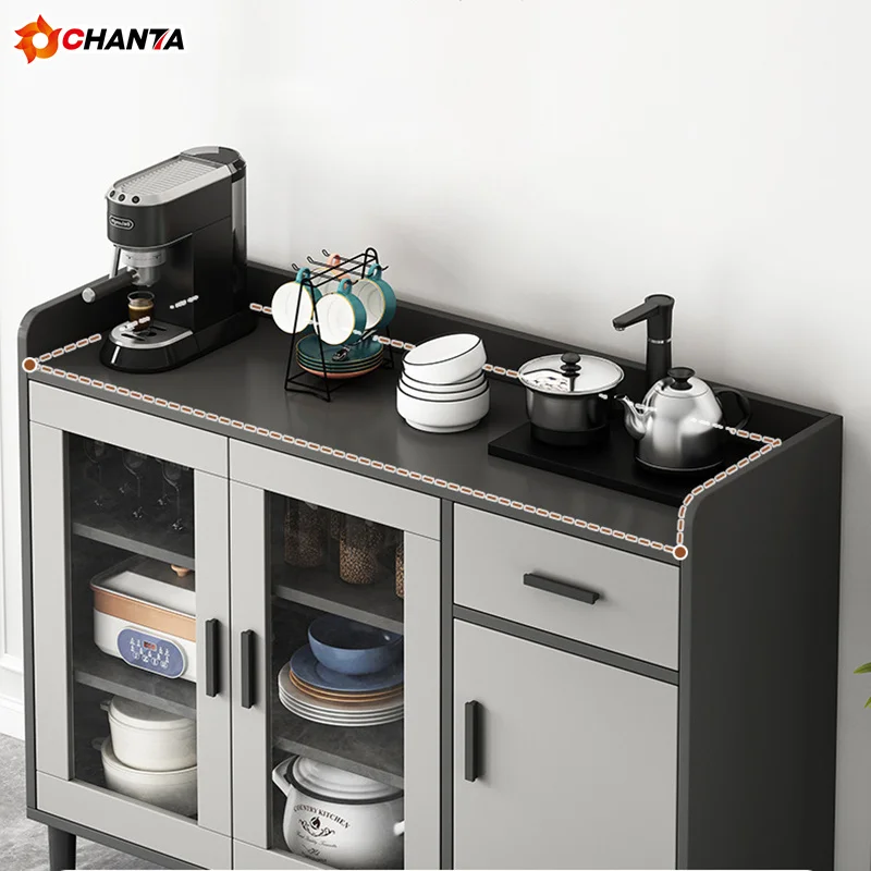 Modern Luxury Home Kitchen Dinning Room Furniture Storage Buffet Cabinets Glass Wooden Sideboard