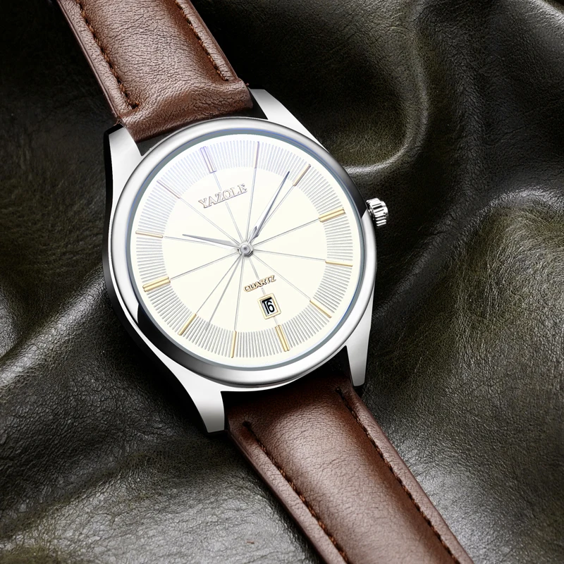 YAZOLE D 585 Classic Blue ray Men Watches Wholesale Waterproof Calendar Male Wrist watches Custom OEM Quartz Watches