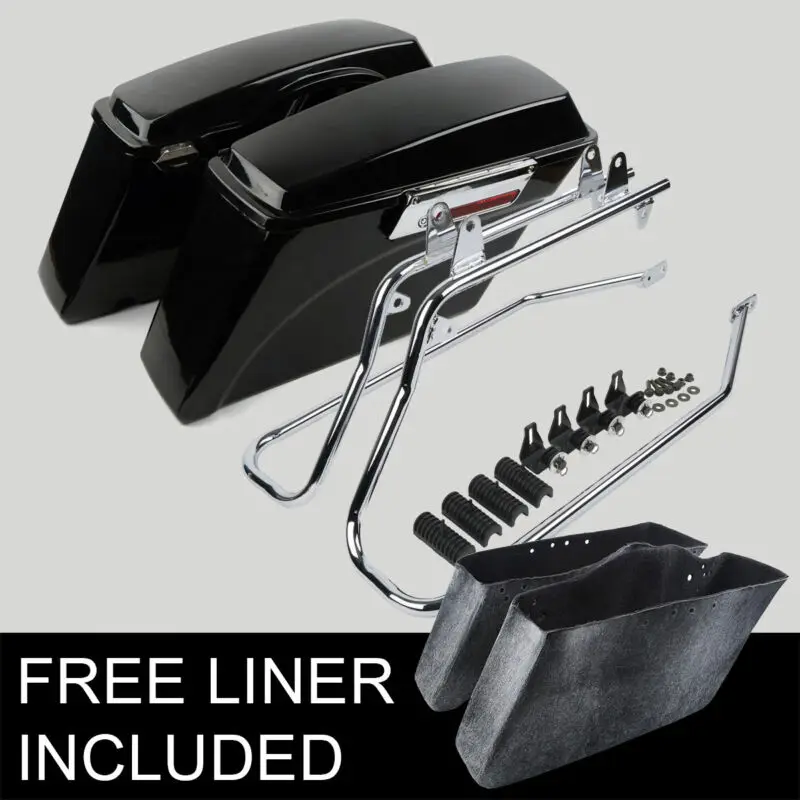 XINMATUO XF2906112-E Hard Saddle Bags Bag W/ Chrome Conversion Brackets For HARLEY DAVIDSON Softail