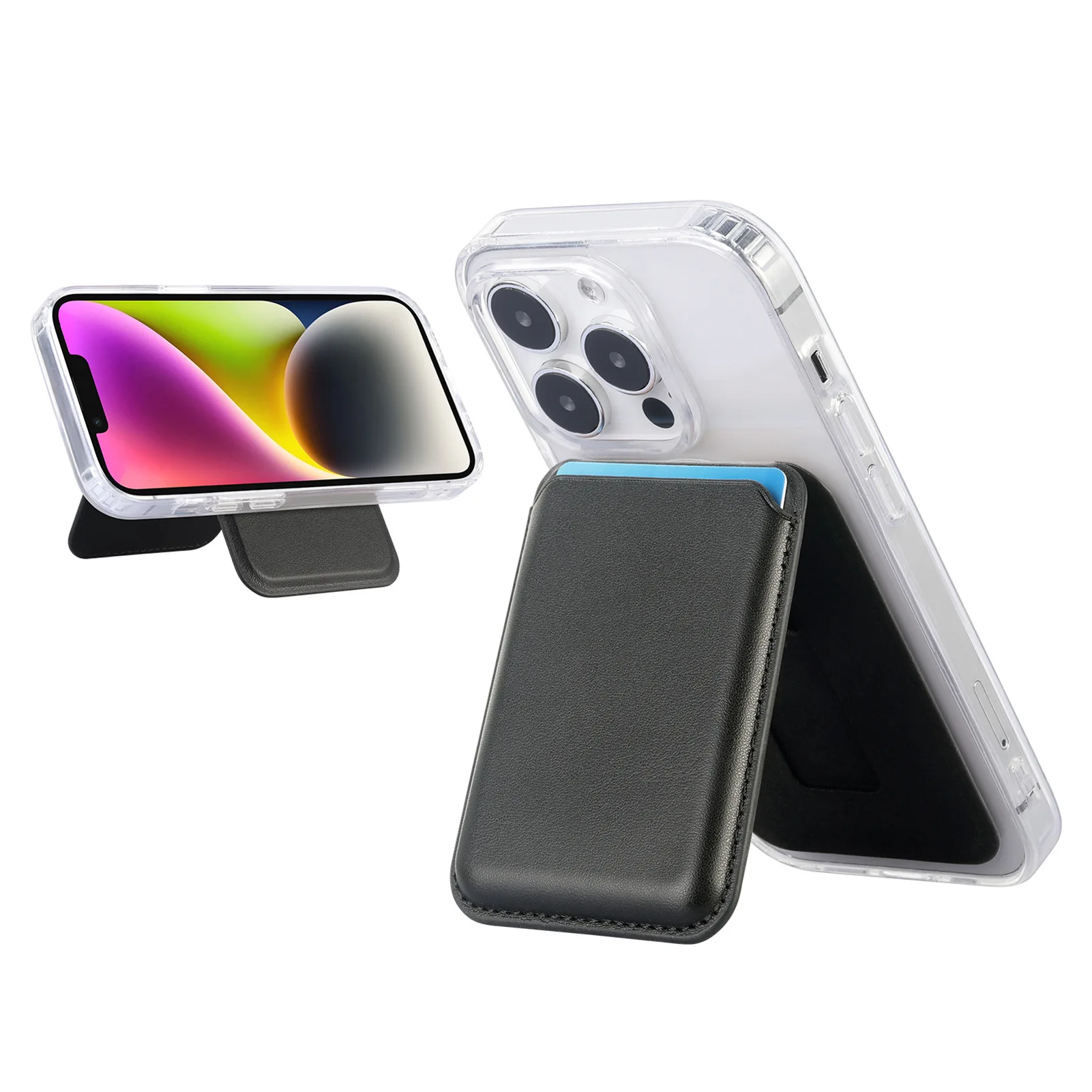 Strong Magnet Detachable Adjustable RFID Blocking PU Leather Magnetic Wallet Card Holder For Iphone 16 15 14 13 12 Cellphones