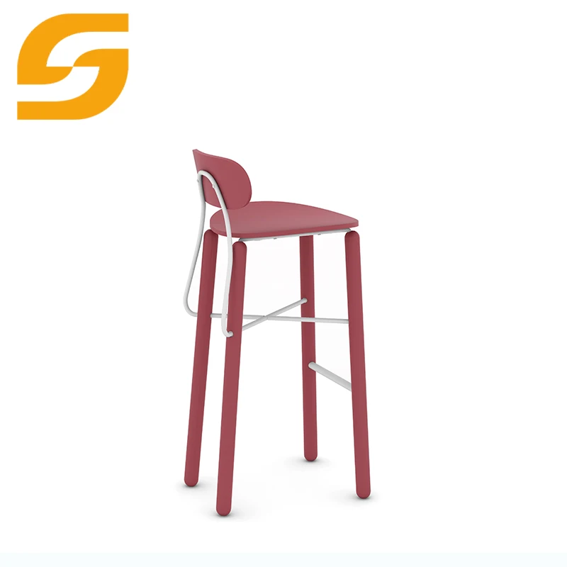 New Commercial Bar Restaurant Furniture Oak Walnut Wood Bar Chairs Stool With Backrest Footrest