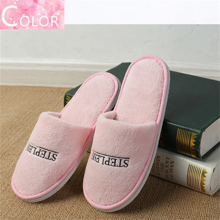 Wholesale cheap custom LOGO home guests five-star hotel travel parent-kids unisex eva indoor coral velvet slippers