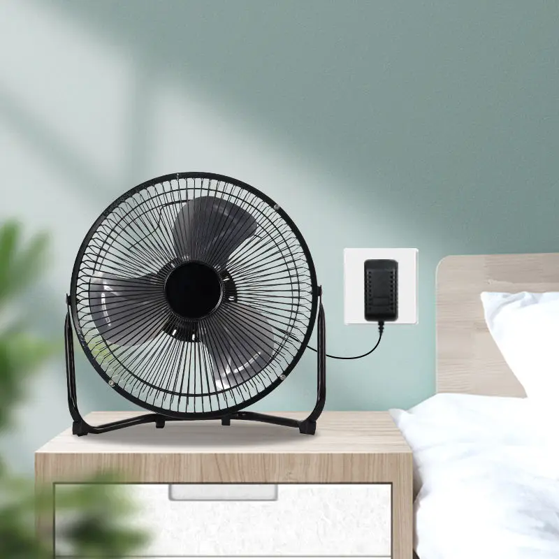 12V Brushless DC Table Solar Energy System Fan Rechargeable Desk Fan Metal 9 Inch