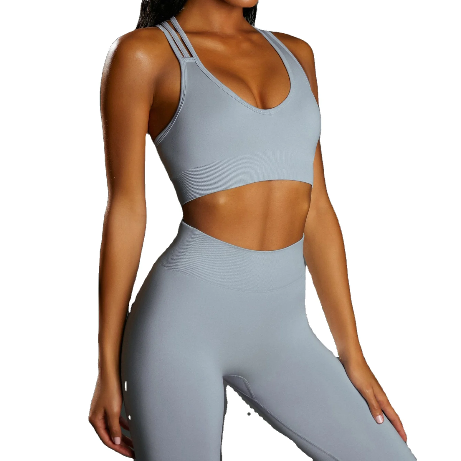 Брюки для фитнеса с высокой талией на ягодицах, Новый Бесшовный костюм для йоги, женский костюм