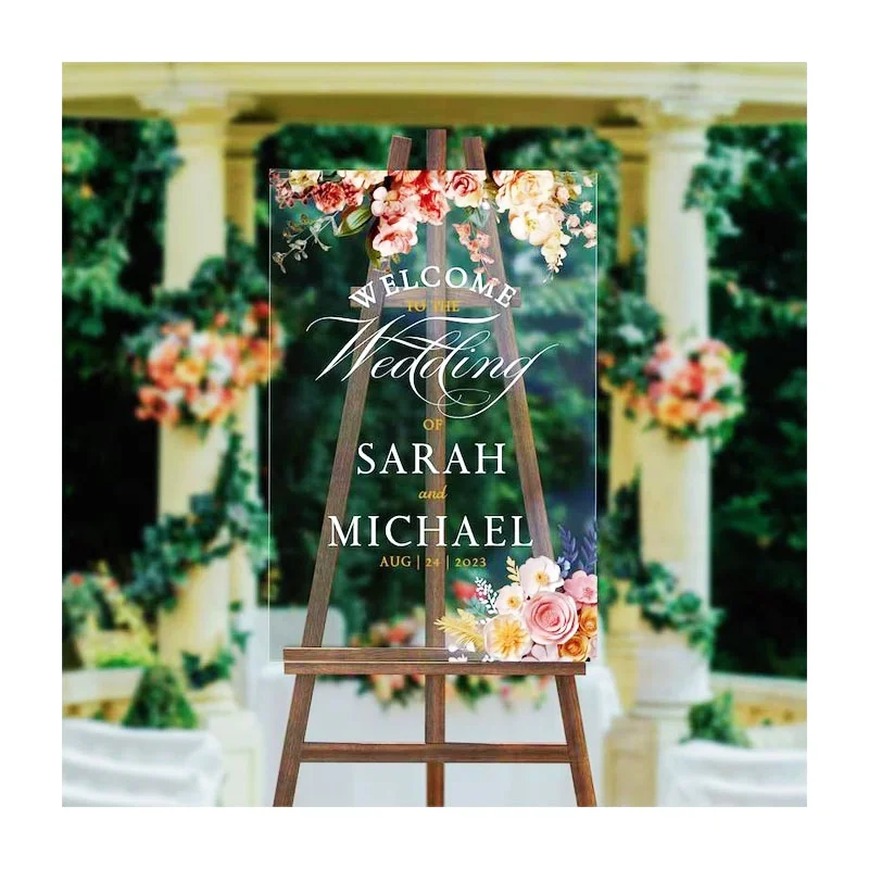 Custom Arched Bar Wedding Welcome Sign Board Minimalist Wedding Clear Black Acrylic Signs Frosted Acrylic Photo Personalized