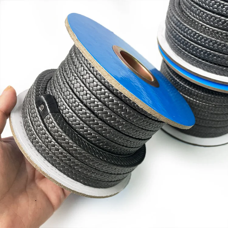 High Performance Black Braided Pure Yarn PTFE Graphite Gland Packing With Oil