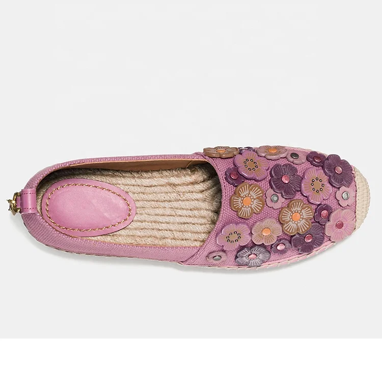 New Autumn Flower fabric Flat Espadrilles Sole Fisherman Shoes