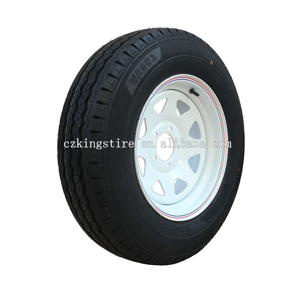 factory supplier 195R15C  trailer tire with  white coated steel wheel