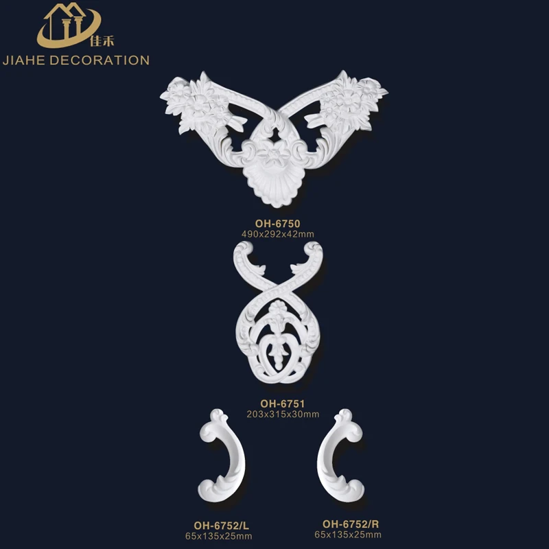 
High density polyurethane PU foam decorative onlays decorative veneer accessory manufactory 