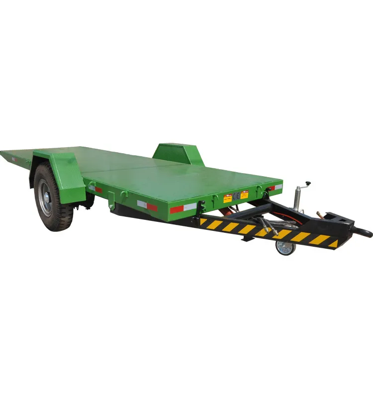 one axle 2wheels car forklift trailer flat style plat bed trailer pull forklift