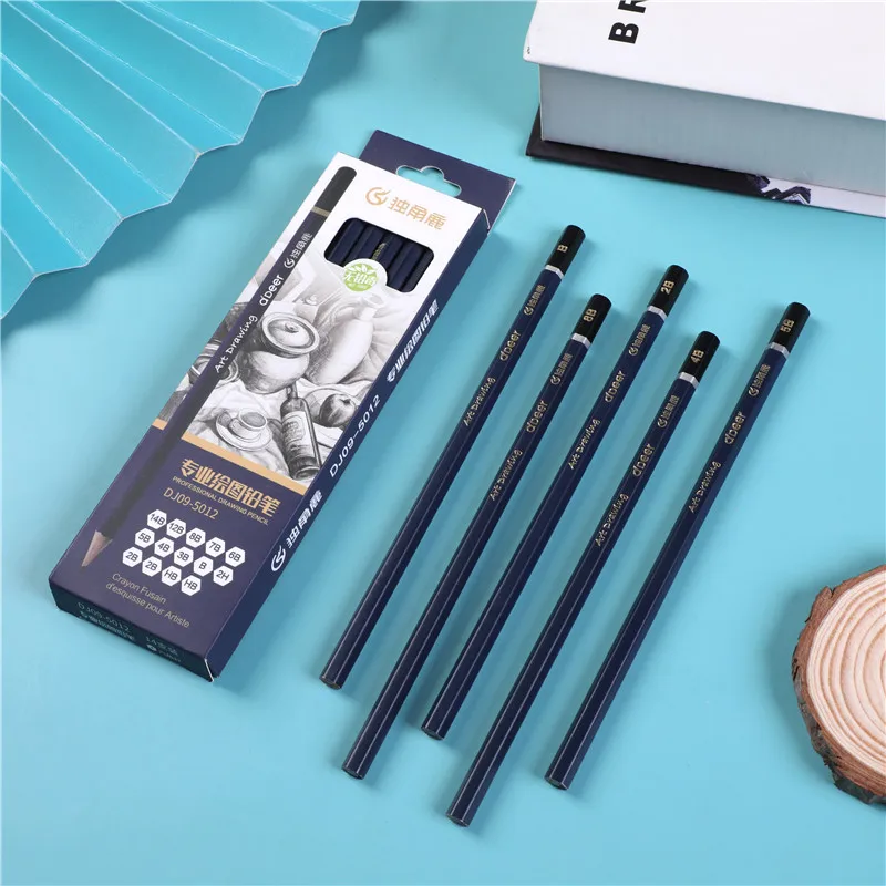 14pieces color box professional drawing series pencils H/2h/HB/3b/4b/5b/6b/7b/8b/10b/12b drawing art pencils