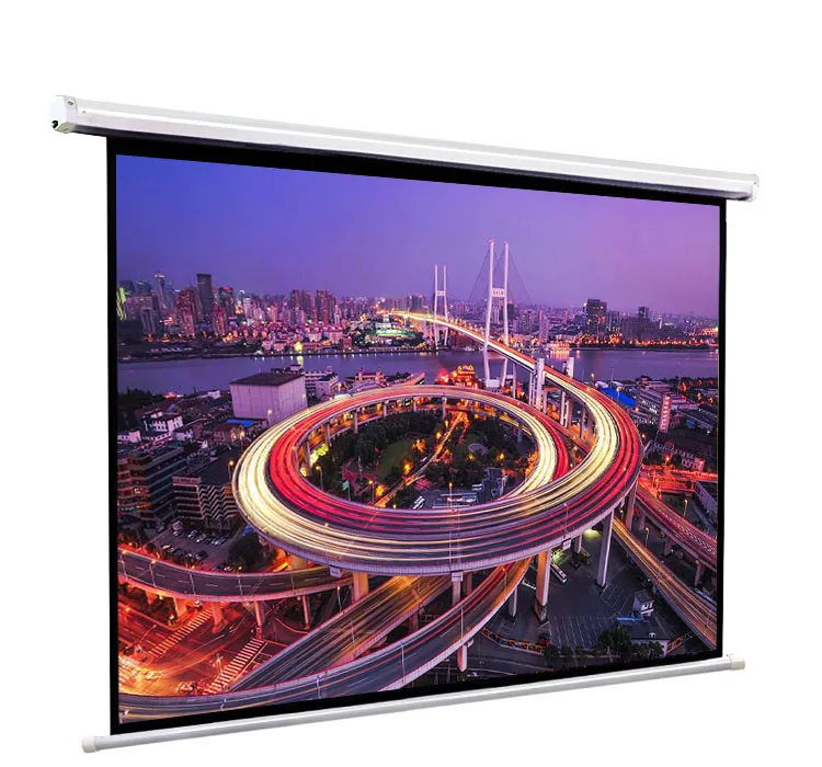 Motorized Projector Screen 100 inch 16:9 HD Diagonal Indoor and Outdoor Electric Move Screen with Remote Control for Family Home