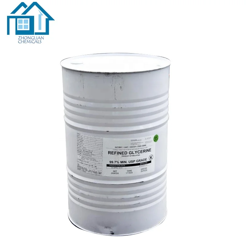 Factory Best Price Organic chemicals liquid 99.5% 99.7% refined glycerine