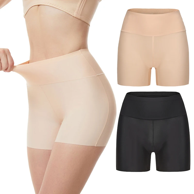 Women Seamless Anti-Chafing Boyshorts Tummy Control Boxer Mid-Rise Under Pants for Dress non-slip elastane Invisible Underwear