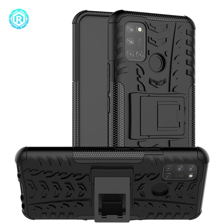 Top hybrid PC TPU Гибридный противоударный чехол с подставкой для телефона Oppo Realme 7i C17 задняя