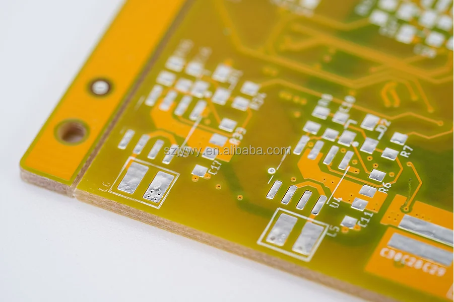 Yellow ink lead free tin spraying process special 6 layers PCB and SMT for industrial control field PCBA