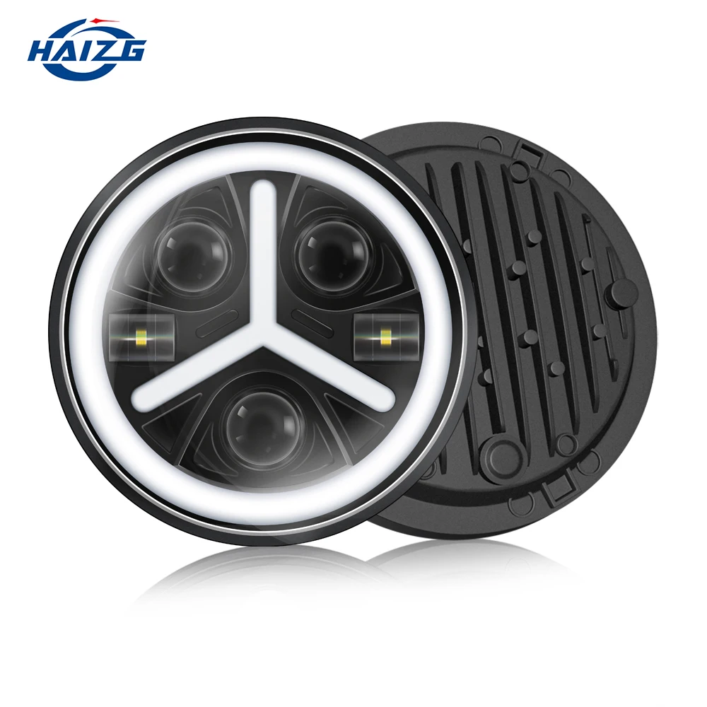 HAIZG Car Accessories 40W 7Inch high /low beam headlamp angel eyes Offroad led projector headlight with DRL & Turn Signals