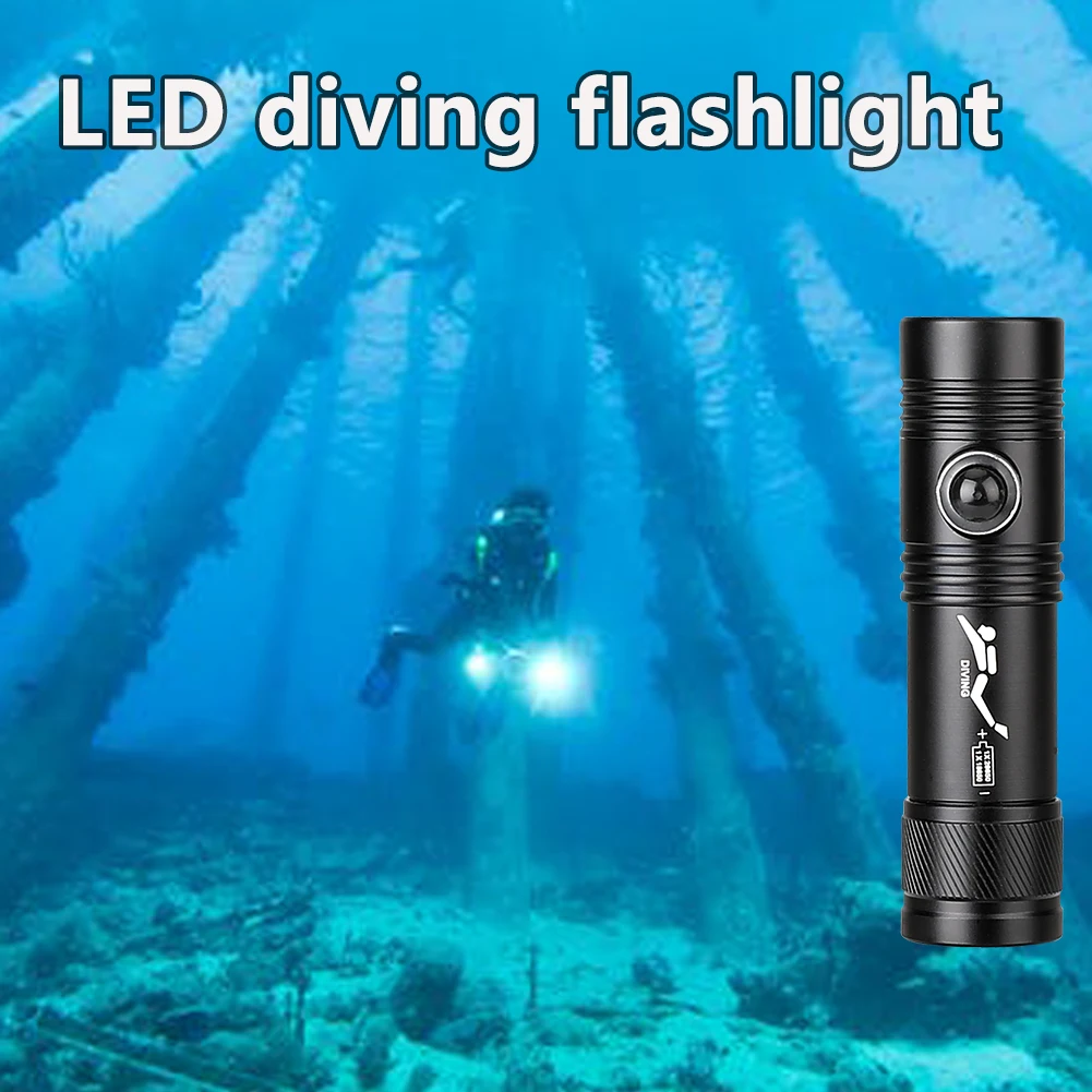 Most Profession IPX-8 Diving Flashlight High Power Led Torch Light Underwater Waterproof Scuba Diver Diving Torch with lanyard