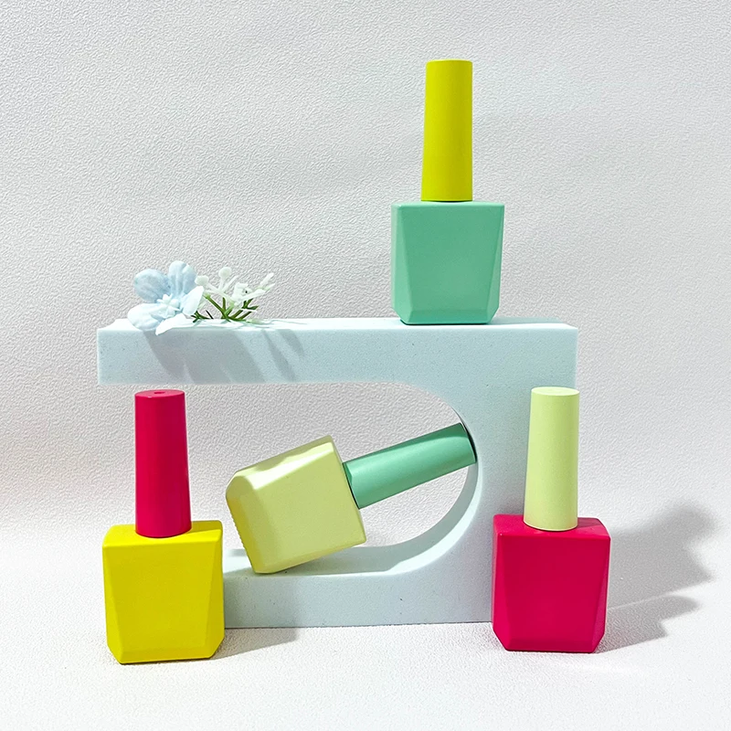 OEM\ODM custom unique nail gel polish glass bottle with brush empty nail polish bottles and round brush