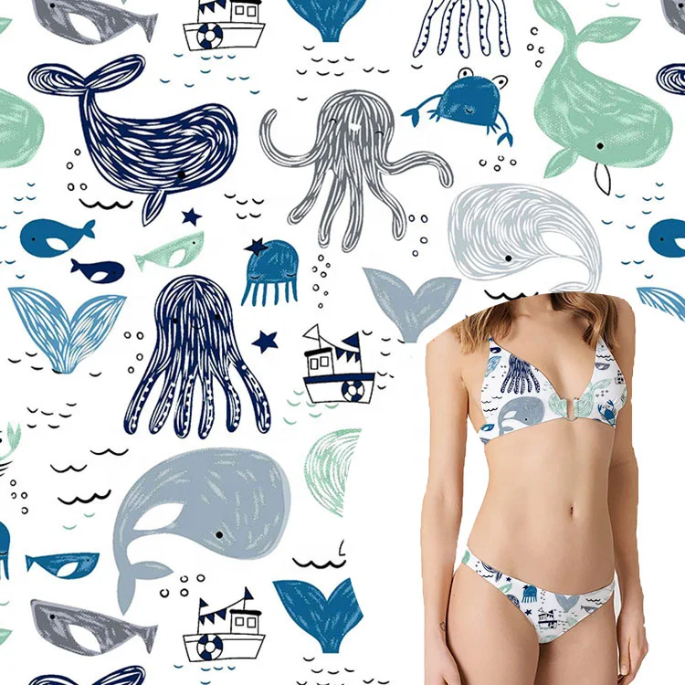 econyl swimwear athletic knit angel print luxury floral nylon polyester spandex fabric