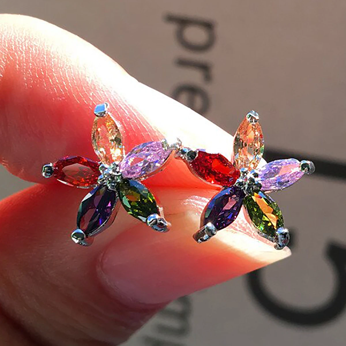 CAOSHI Korean Style Stars Shaped Design Colorful Crystal Cubic Zirconia Earring For Women Fashion Party CZ Stud Earrings Jewelry