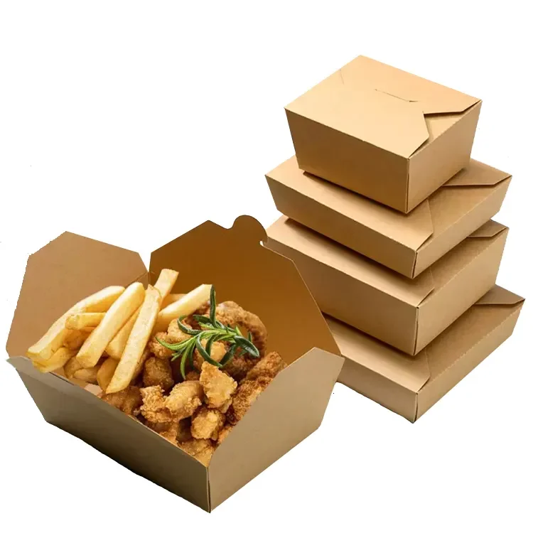 Disposable Foam Fries Black White Food Takeaway Custom Logo Packaging Kraft Paper Lunch Burger Boxes For Meal