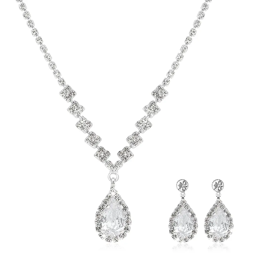 Luster 18Karat Solid White Gold set 0.52ct DEF VVS-VS Pear Shape Tear Drop Lab Grown Diamond Necklace for Lady