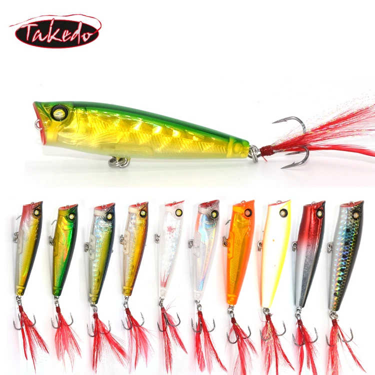 TAKEDO Stock Popper LB65 65mm7g  Top Water peche leurre soap 3D eyes Casting  popper lures