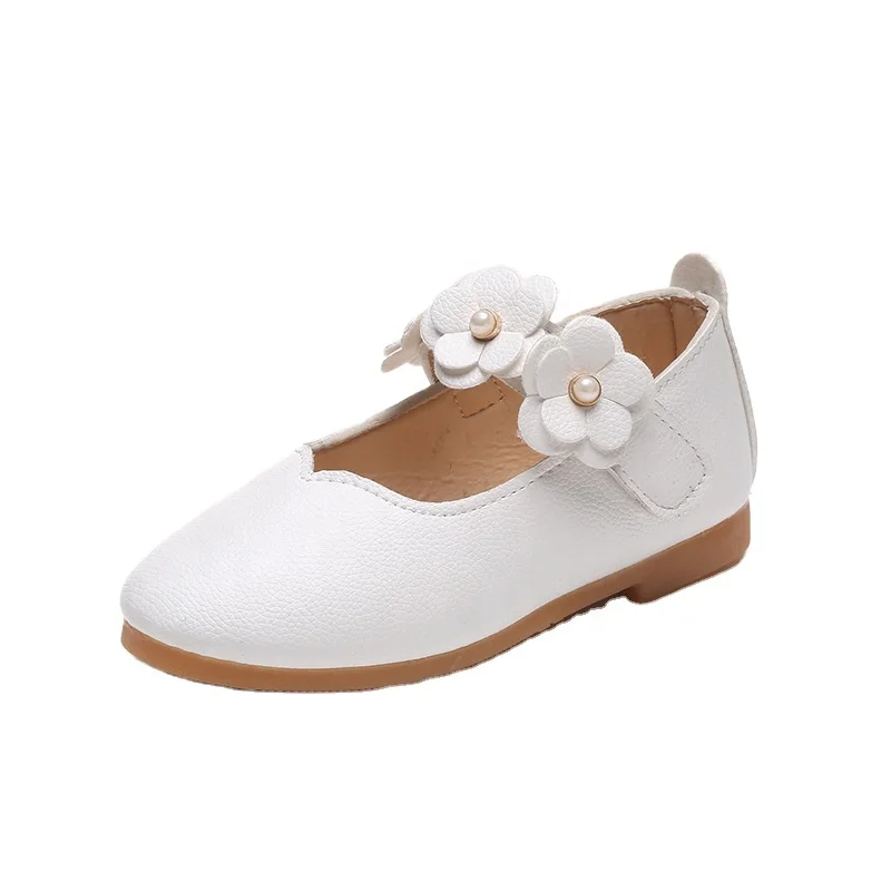  Cute kid girl princess flower ballerinas shoes leather